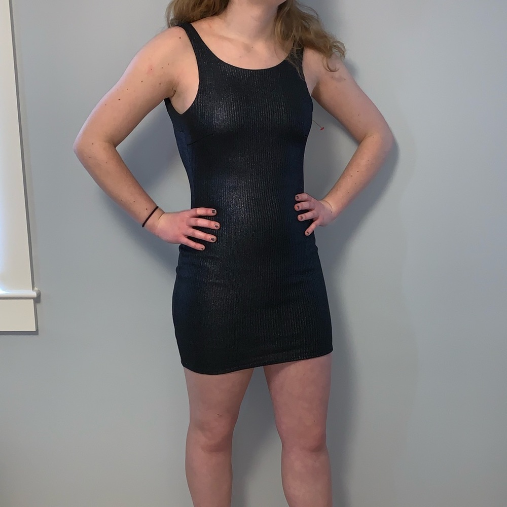 Windsor Black Sheer Ribbed Semi Dress